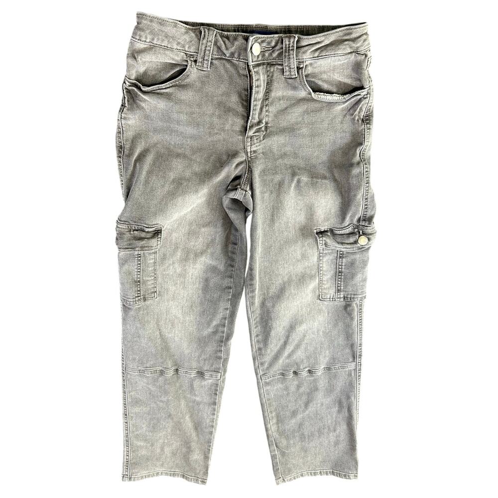 Junior-size 7 project Indigo Gray wash- cargo pocket jeans preowned some stretch